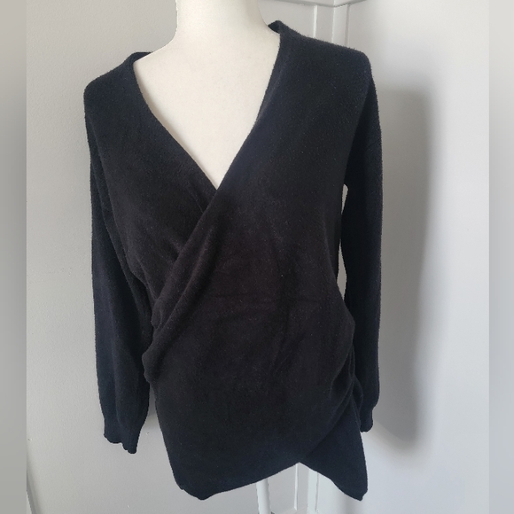Anthropologie x Postmark black crossover sweater, size medium - Picture 2 of 6